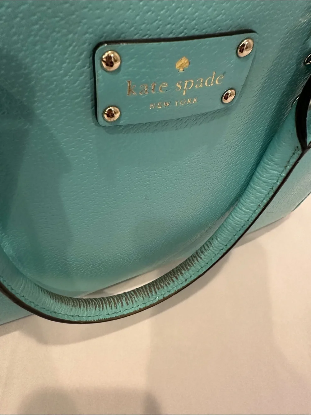 kate spade Turquoise Leather Satchel with Gold Hardware - Picture 6 of 6